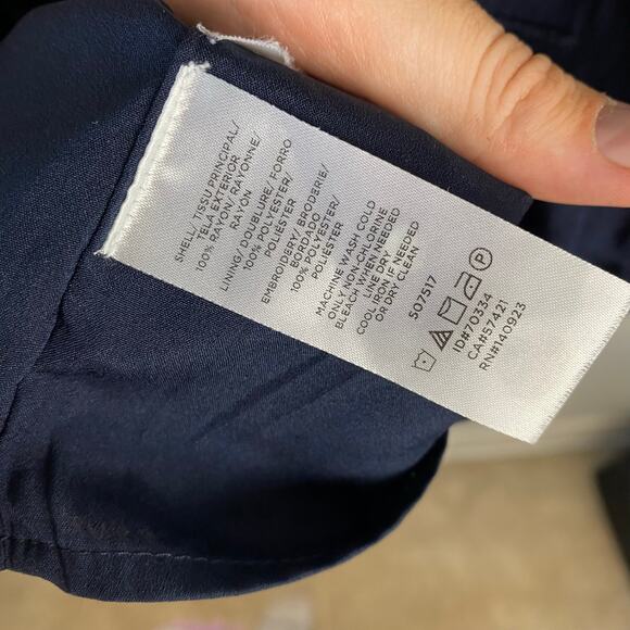 Loft Embroidered Flowers Flare Cocktail Dress Navy Fit Flare Sleeveless Size 10 - Picture 11 of 11